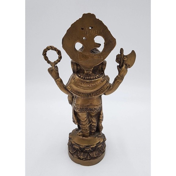 Lord Ganesha Brass 9" Exotic Art Statue Hindu Collectible Religion Symbolism - Picture 5 of 11